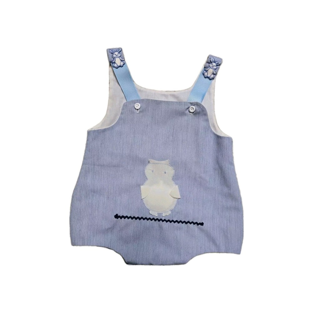 Vintage Baby Boys Romper 12-18 Months Blue Owl Baby Bliss Make Noise